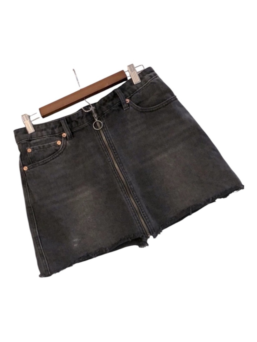 WE THE FREE ZIP IT UP DENIM JEAN MINI SKIRT BLACK SIZE 27